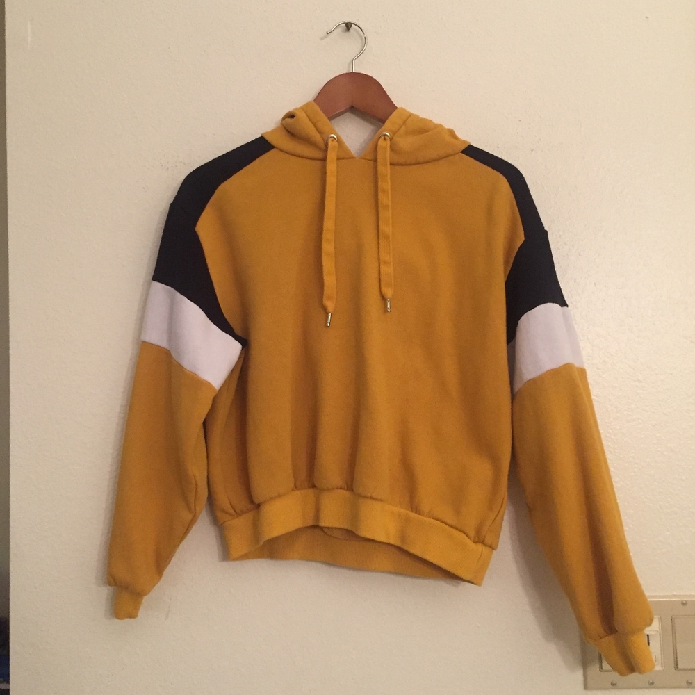Yellow, white and black hoodie